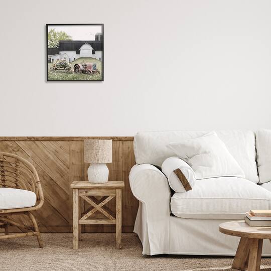 Stupell Industries Floral Tractor and Flower Field Barn Framed Giclee Art